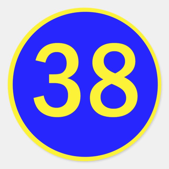 number 38 in a circle classic round sticker (Front)