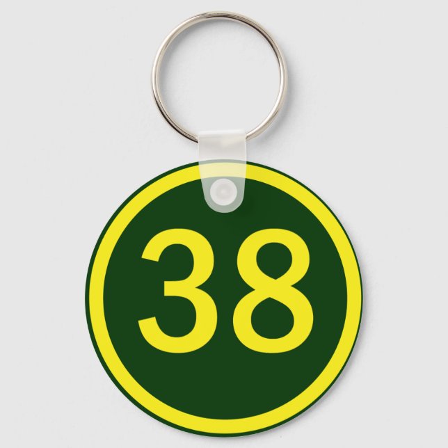 number 38 in a circle key ring (Front)