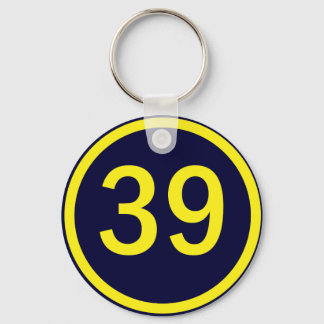 number 39 in a circle key ring