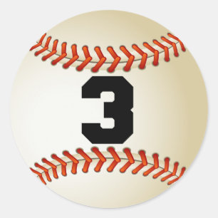 Number 3 Baseball Classic Round Sticker