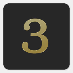 Number 3 gold square sticker