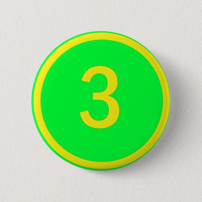number 3 in a circle 6 cm round badge (Front)