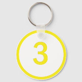 number 3 in a circle key ring