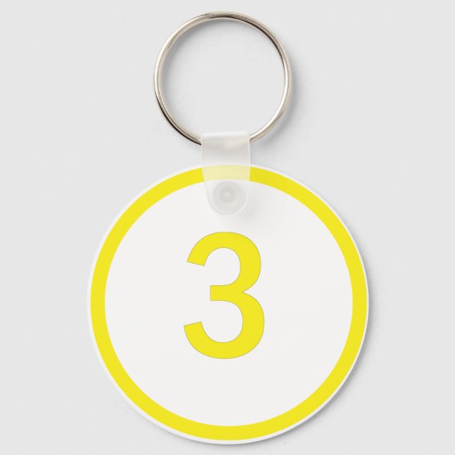 number 3 in a circle key ring (Front)