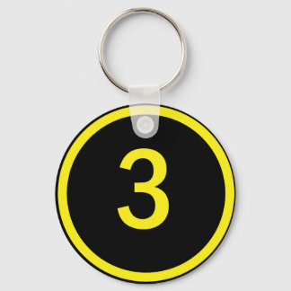 number 3 in a circle key ring