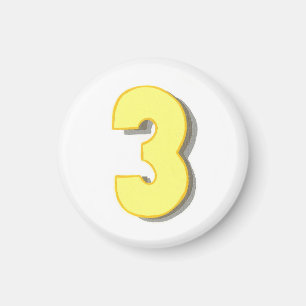 Number 3 in yellow and grey on magnets