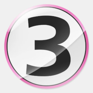 Number 3 pink sticker