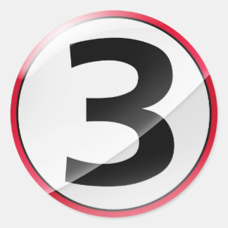 Number 3 red sticker