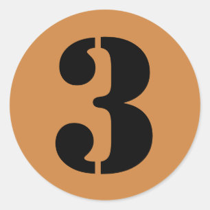 Number 3 Three Peru Gold Stencil Numbers by Janz Classic Round Sticker