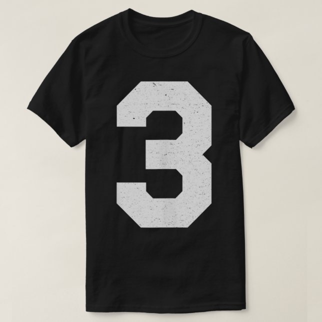 Number #3 Uniform Jersey Athletic Varsity Block St T-Shirt (Design Front)