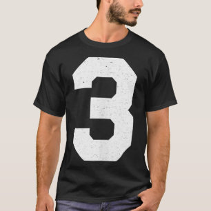 Number #3 Uniform Jersey Athletic Varsity Block St T-Shirt