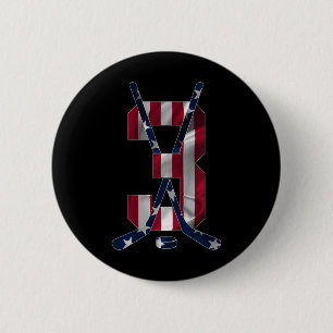 Number 3 Years Ice Hockey 3rd Birthday 6 Cm Round Badge