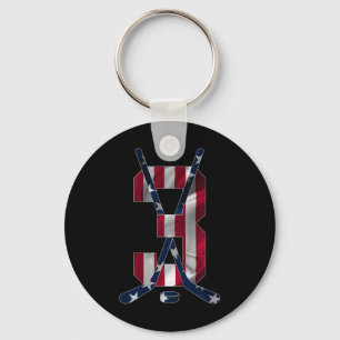 Number 3 Years Ice Hockey 3rd Birthday  Key Ring