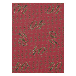 Number 40 40th Anniversary Ruby Gold Typography Tablecloth