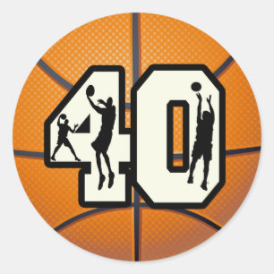 Number 40 Basketball Classic Round Sticker