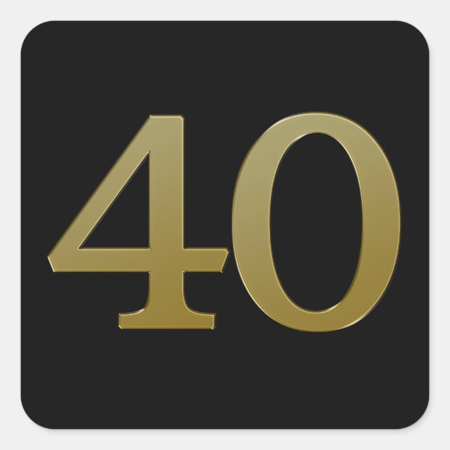 Number 40 Gold Square Sticker (Front)