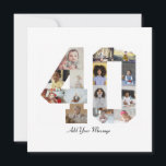 Number 40 Photo Collage Announcement<br><div class="desc">This customisable product is where photos are arranged to form the shape of a number. It is often used for milestone celebrations like birthdays, anniversaries, or achievements, allowing users to showcase memorable images within a single, eye-catching display. The designs typically offer spaces for various photo sizes and orientations, ensuring a...</div>