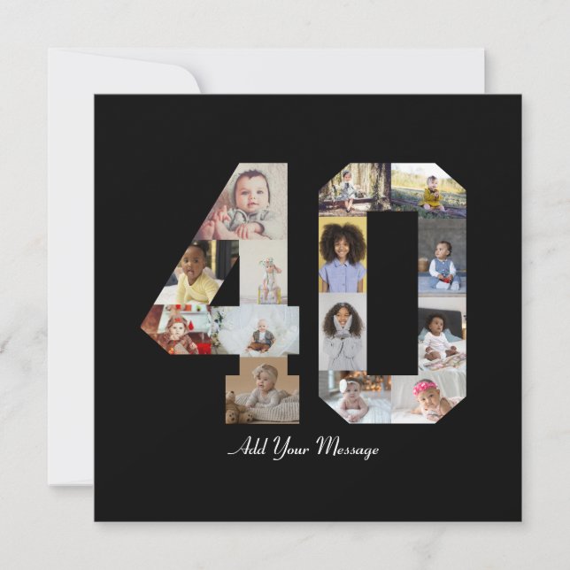 Number 40 Photo Collage Card (Front)