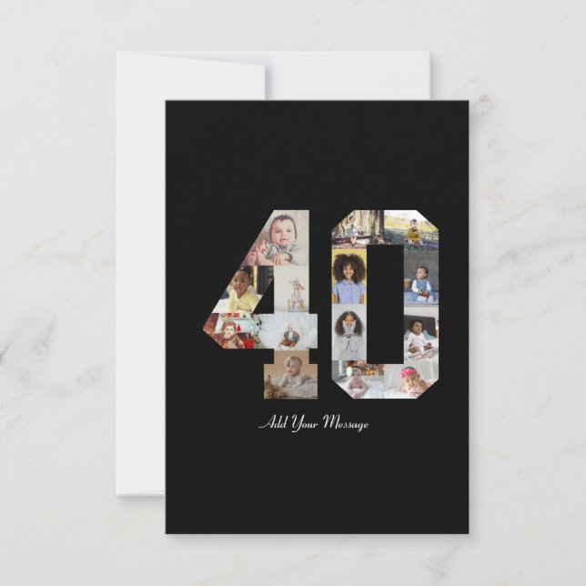 Number 40 Photo Collage Card (Front)