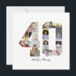 Number 40 Photo Collage Card<br><div class="desc">This customisable product is where photos are arranged to form the shape of a number. It is often used for milestone celebrations like birthdays, anniversaries, or achievements, allowing users to showcase memorable images within a single, eye-catching display. The designs typically offer spaces for various photo sizes and orientations, ensuring a...</div>