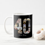 Number 40 Photo Collage Coffee Mug<br><div class="desc">This customisable product is where photos are arranged to form the shape of a number. It is often used for milestone celebrations like birthdays, anniversaries, or achievements, allowing users to showcase memorable images within a single, eye-catching display. The designs typically offer spaces for various photo sizes and orientations, ensuring a...</div>