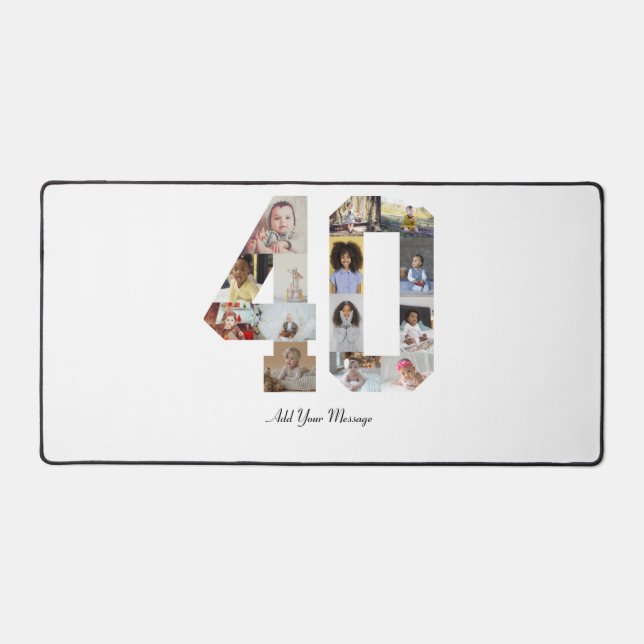 Number 40 Photo Collage Desk Mat (Front)