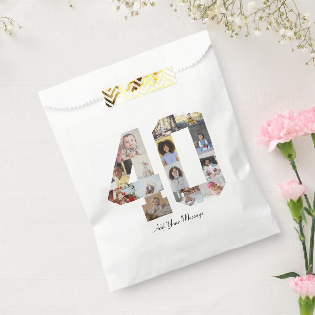 Number 40 Photo Collage Favour Bags (Sealed)