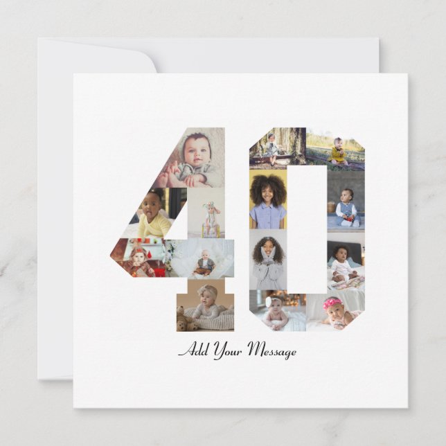 Number 40 Photo Collage Holiday Card (Front)