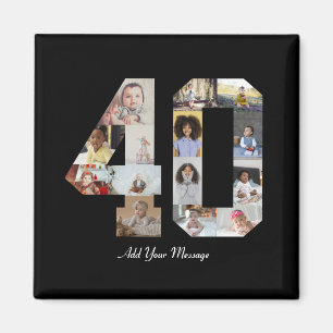 Number 40 Photo Collage Magnet