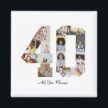 Number 40 Photo Collage Magnet<br><div class="desc">This customisable product is where photos are arranged to form the shape of a number. It is often used for milestone celebrations like birthdays, anniversaries, or achievements, allowing users to showcase memorable images within a single, eye-catching display. The designs typically offer spaces for various photo sizes and orientations, ensuring a...</div>
