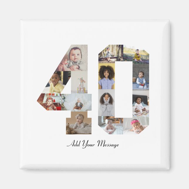 Number 40 Photo Collage Magnet (Front)