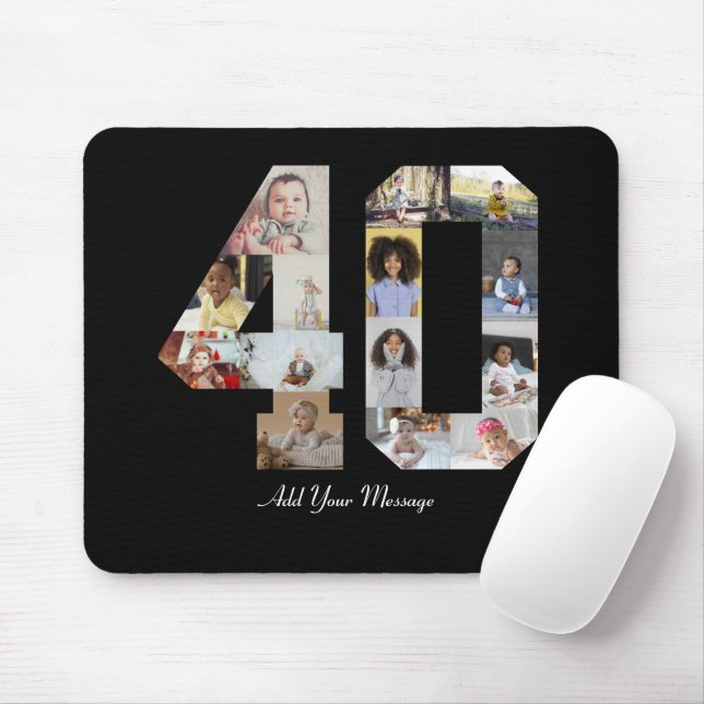 Number 40 Photo Collage Mouse Mat (With Mouse)