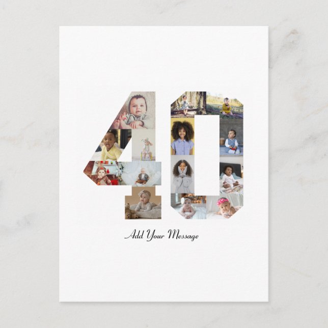 Number 40 Photo Collage Postcard (Front)