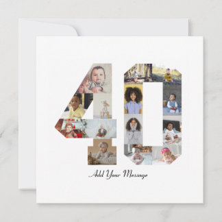 Number 40 Photo Collage Thank You Card