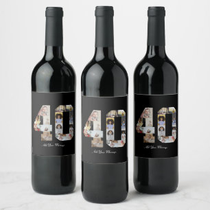 Number 40 Photo Collage Wine Label