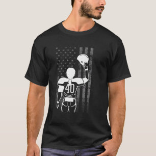Number 40 White Female Football Player Flag With H T-Shirt