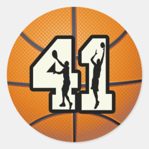 Number 41 Basketball Classic Round Sticker