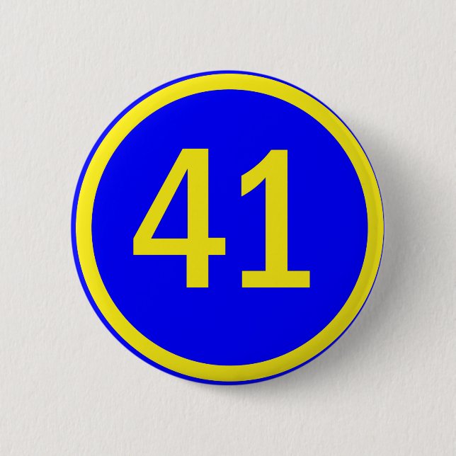 number 41  in a circle 6 cm round badge (Front)