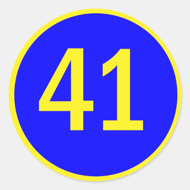 number 41  in a circle classic round sticker (Front)