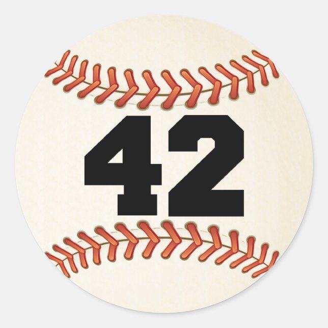 Number 42 Baseball Classic Round Sticker (Front)