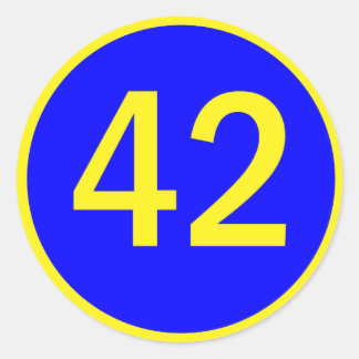 number 42 in a circle classic round sticker