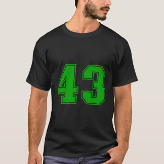 Number 43 Green Sports Fan Jersey Number T-Shirt