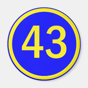 number, 43, in a circle magnet