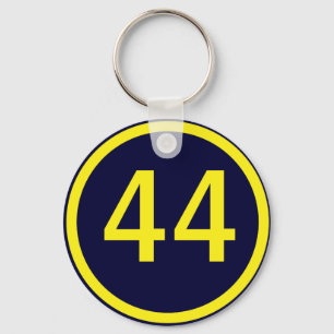 number, 44, in a circle key ring