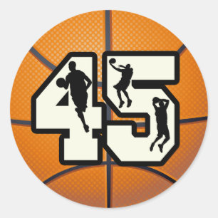 Number 45 Basketball Classic Round Sticker