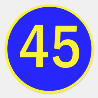 number 45 in a circle classic round sticker