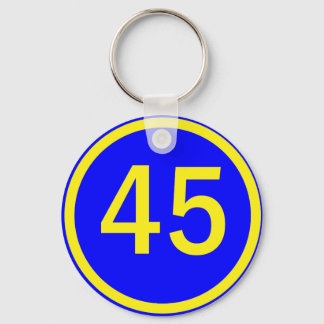 number, 45, in a circle key ring