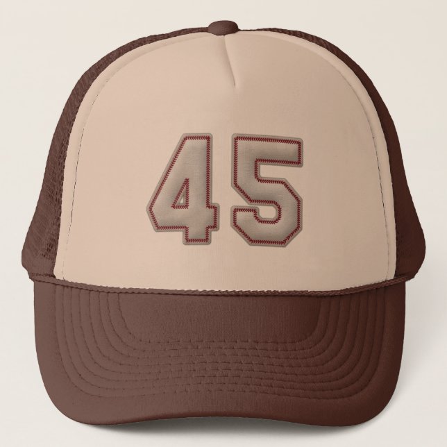 Number 45 with Cool Baseball Stitches Look Trucker Hat (Front)