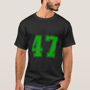 Number 47 Green Sports Fan Jersey Number T-Shirt