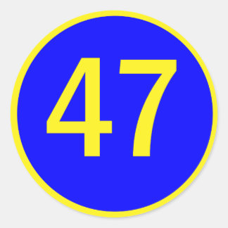 number 47 in a circle classic round sticker